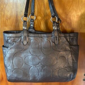 Coach Black Shoulder Bag with Silver Accents